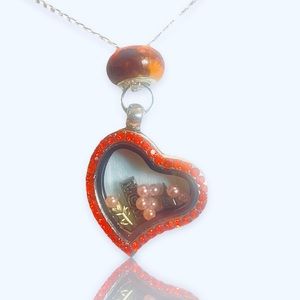 MOM boutique heart charm locket pendant necklace + FREE CHARM EXTRAS!